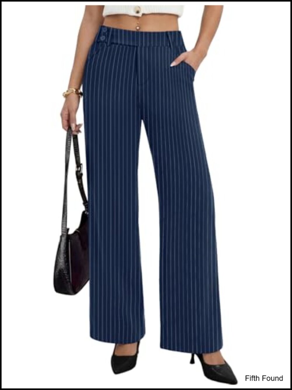 Women's Wide Leg Palazzo Work Pants, Pull On Stretchy Office Slacks with Pockets